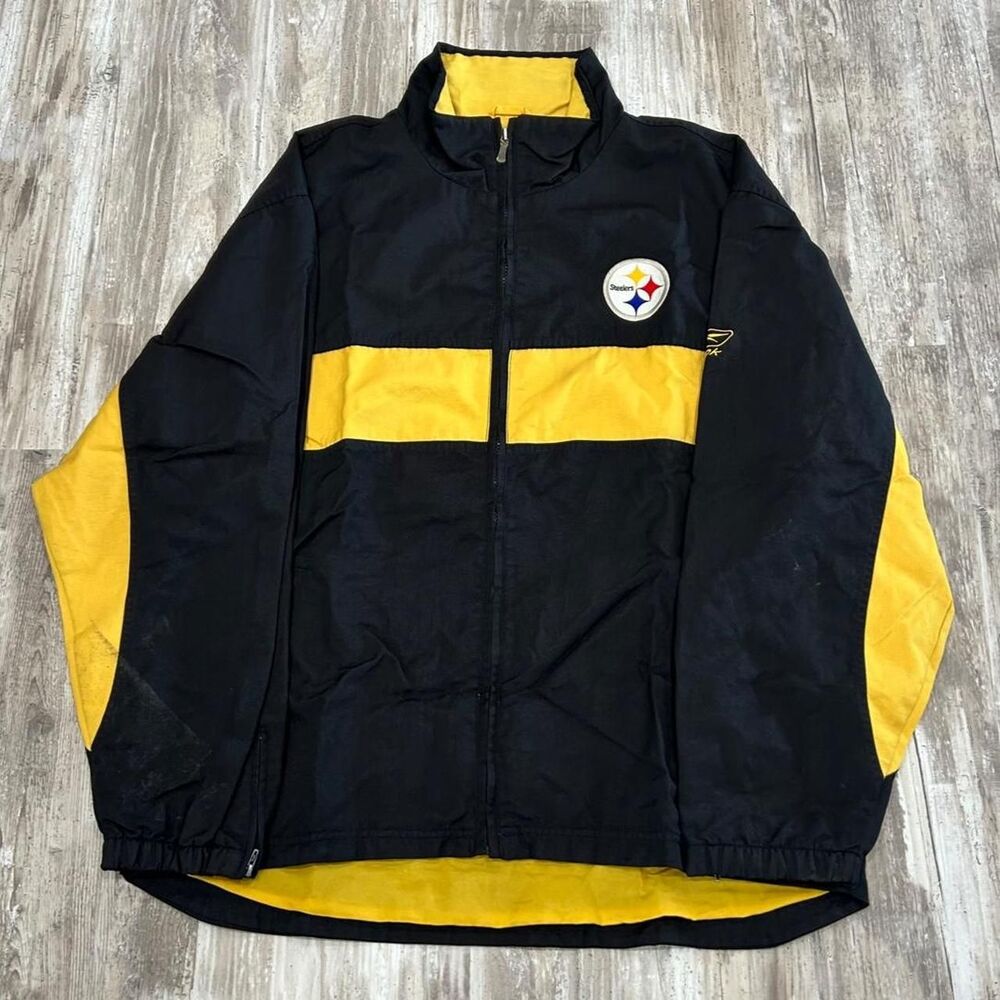 Authentic Vintage 90s/Y2K Reebok Pittsburgh Steelers black + yellow full zip ath